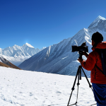 **Prompt 1: Majestic Himalayan Filming**
    A professional film crew, fully clothed in modest, practical outdoor attire suitable for mountainous terrain, respectfully capturing footage amidst the majestic Nepalese Himalayas. The scene features towering, snow-capped peaks under a clear, deep blue sky, with an expansive and serene mountain vista. Professional camera equipment and tripods are visible, suggesting a high-quality production. The overall atmosphere conveys a sense of awe and grand scale, showcasing the natural beauty of the region. safe for work, appropriate content, fully clothed, professional, perfect anatomy, correct proportions, natural pose, well-formed hands, proper finger count, natural body proportions, professional photography, cinematic lighting, high quality, family-friendly.