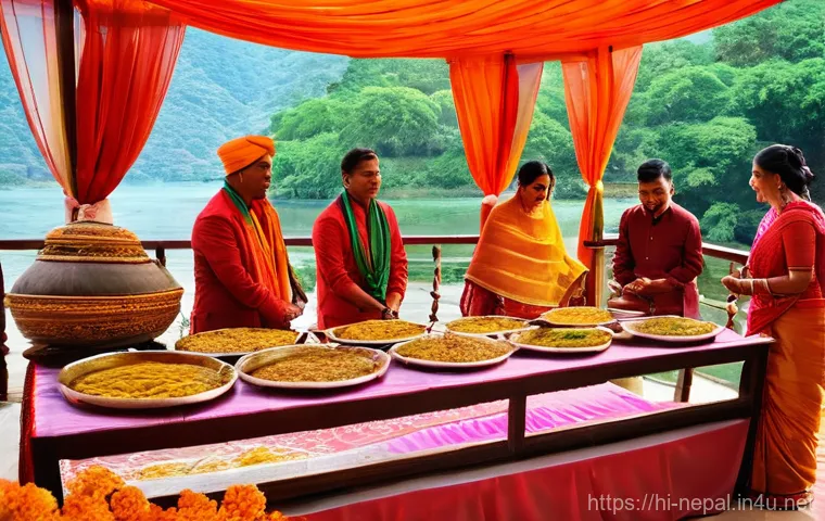 네팔의 전통적인 결혼식 풍습 - **A vibrant and joyful Nepali wedding celebration showcasing the 'Haldi' and 'Mehendi' rituals.** In...