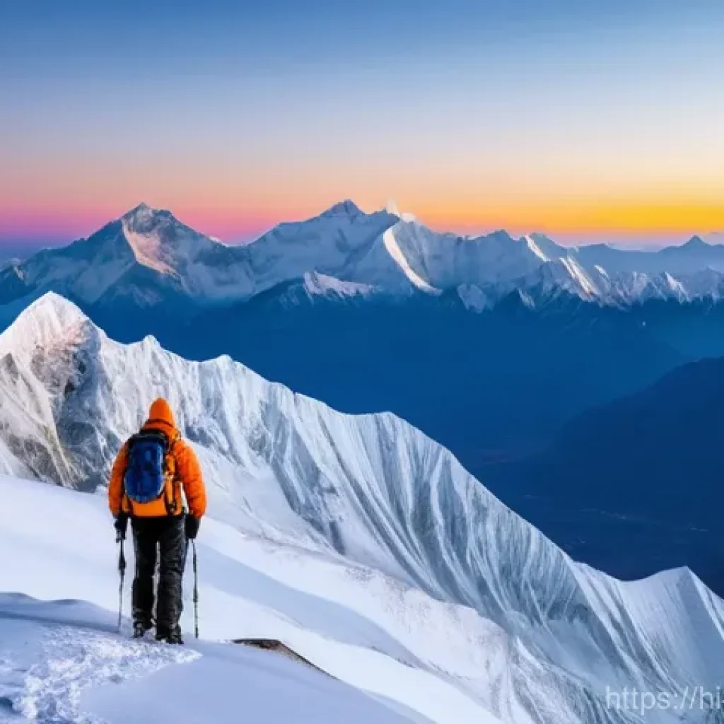 히말라야의 주요 산봉우리 비교 - **Prompt:** A majestic panoramic view of the highest Himalayan peaks at dawn. Snow-capped Mount Ever...