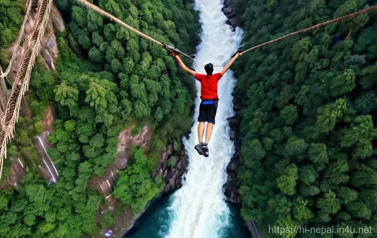 네팔에서의 모험 스포츠 비교 - **Prompt:** A breathtaking aerial view of a person paragliding high above Fewa Lake in Pokhara, Nepa...