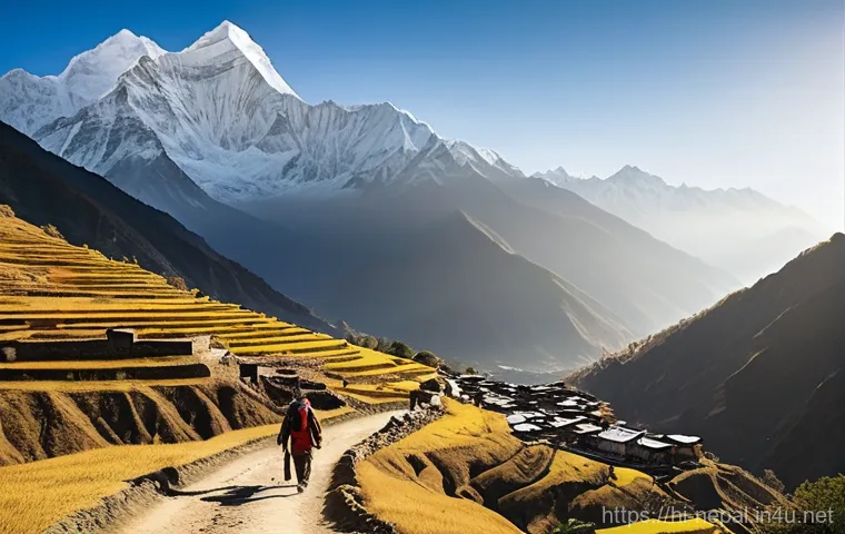 네팔 중국 국경 트레킹 루트 - **Prompt 1: Himalayan Majesty and Cultural Harmony**
    "A breathtaking panoramic view of the majes...
