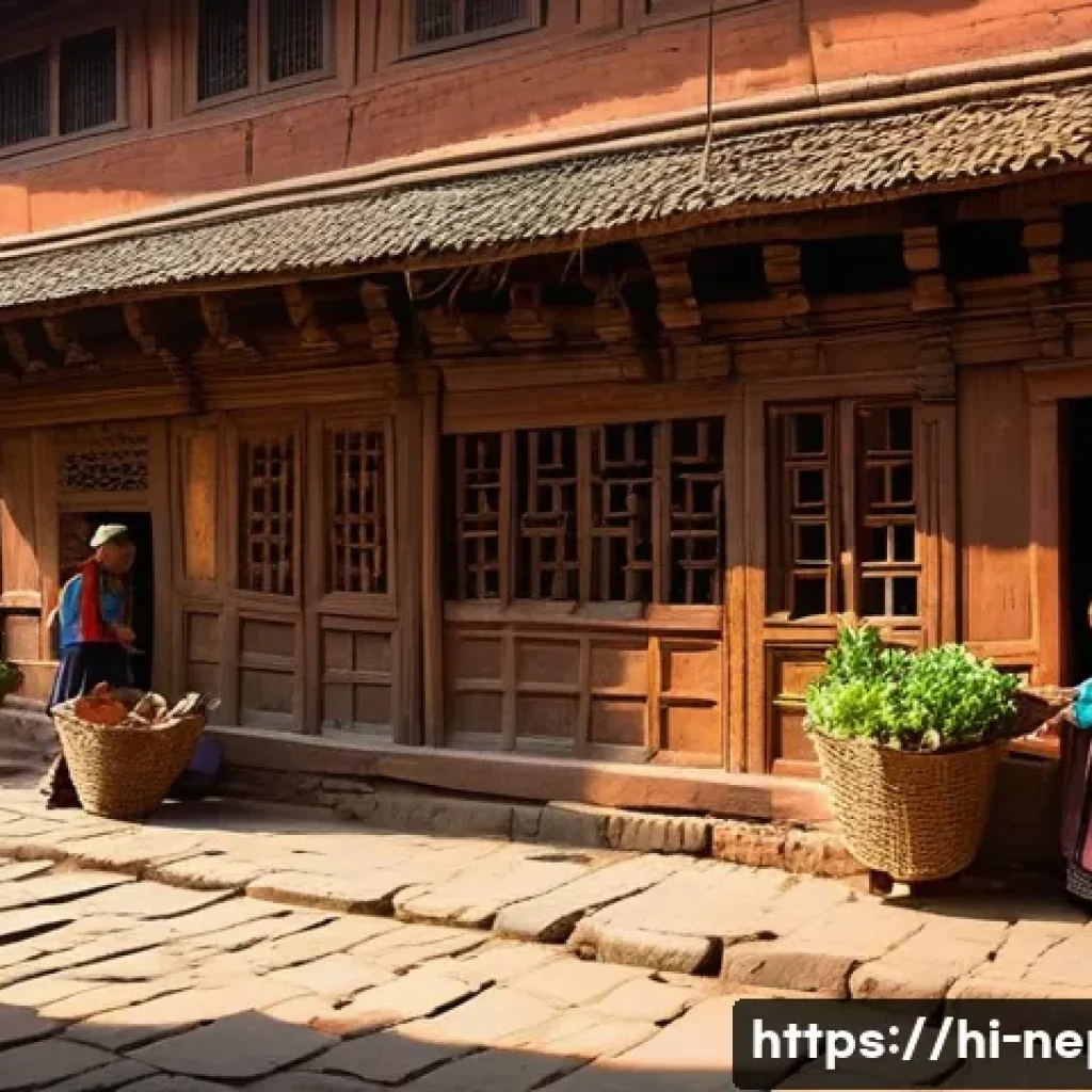 네팔의 도시별 숙소 추천 - **A vibrant street scene in Bhaktapur, Nepal, showcasing ancient Newari architecture.** The focus is...
