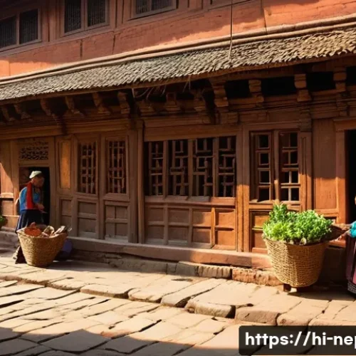 Home 24 네팔의 도시별 숙소 추천 - **A vibrant street scene in Bhaktapur, Nepal, showcasing ancient Newari architecture.** The focus is...